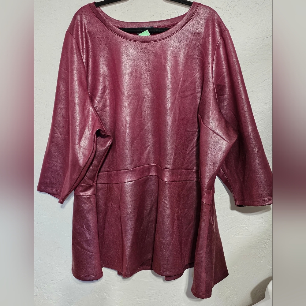 Lane Bryant Maroon Peplum Top size  34/36